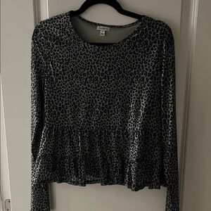 love, Fire Black and Gray Animal Print Long Sleeve Top